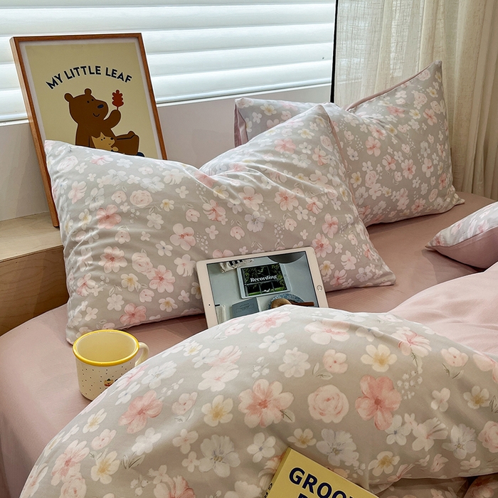 91家纺网 家纺一手货源 找家纺  金梦拉2025新款A类提花人字纹小布袋款四件套水木年华