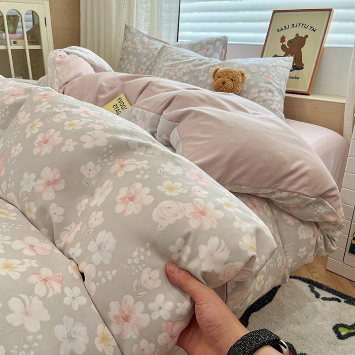 91家纺网 家纺一手货源 找家纺  金梦拉2025新款A类提花人字纹小布袋款四件套水木年华