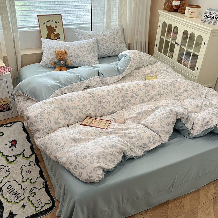 91家纺网 家纺一手货源 找家纺  金梦拉2025新款A类提花人字纹小布袋款四件套素心