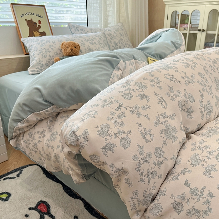 91家纺网 家纺一手货源 找家纺  金梦拉2025新款A类提花人字纹小布袋款四件套素心