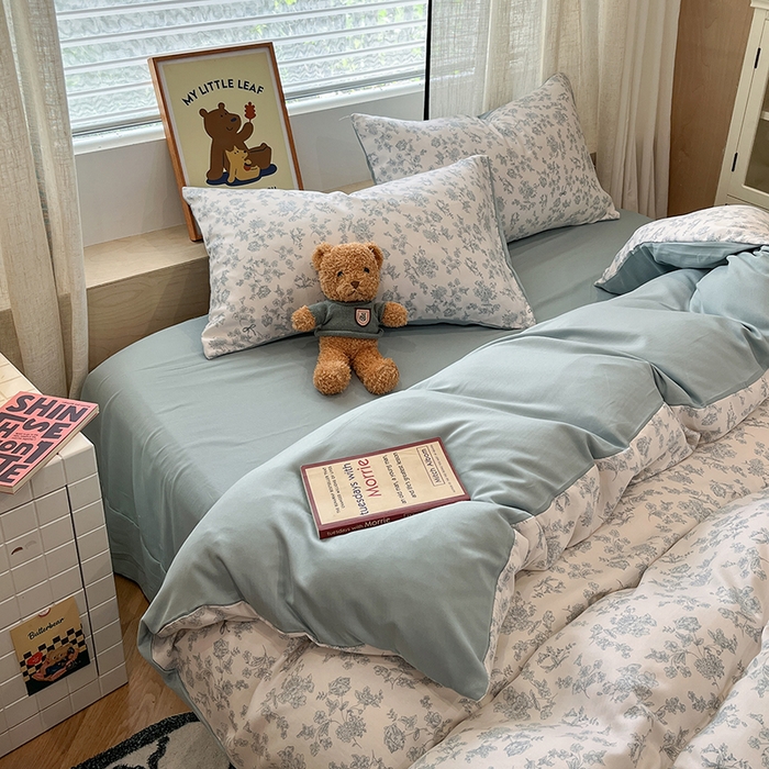 91家纺网 家纺一手货源 找家纺  金梦拉2025新款A类提花人字纹小布袋款四件套素心