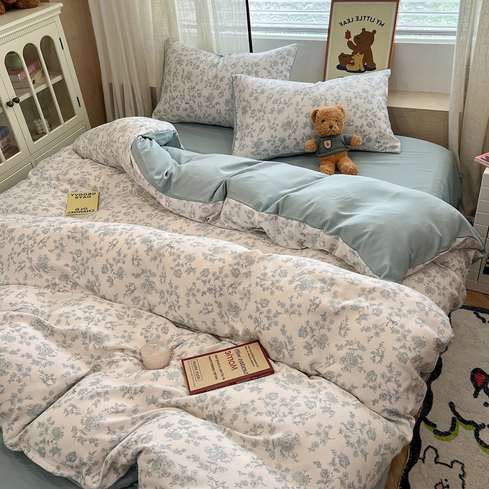 91家纺网 家纺一手货源 找家纺  金梦拉2025新款A类提花人字纹小布袋款四件套素心