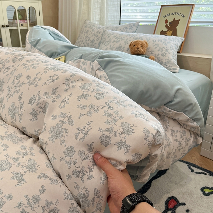 91家纺网 家纺一手货源 找家纺  金梦拉2025新款A类提花人字纹小布袋款四件套素心