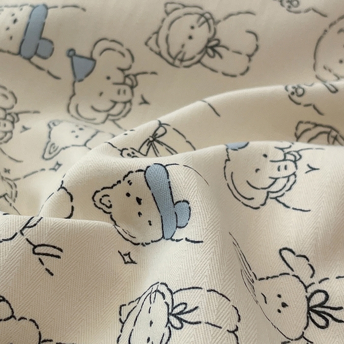 91家纺网 家纺一手货源 找家纺  金梦拉2025新款A类提花人字纹小布袋款四件套线条小狗