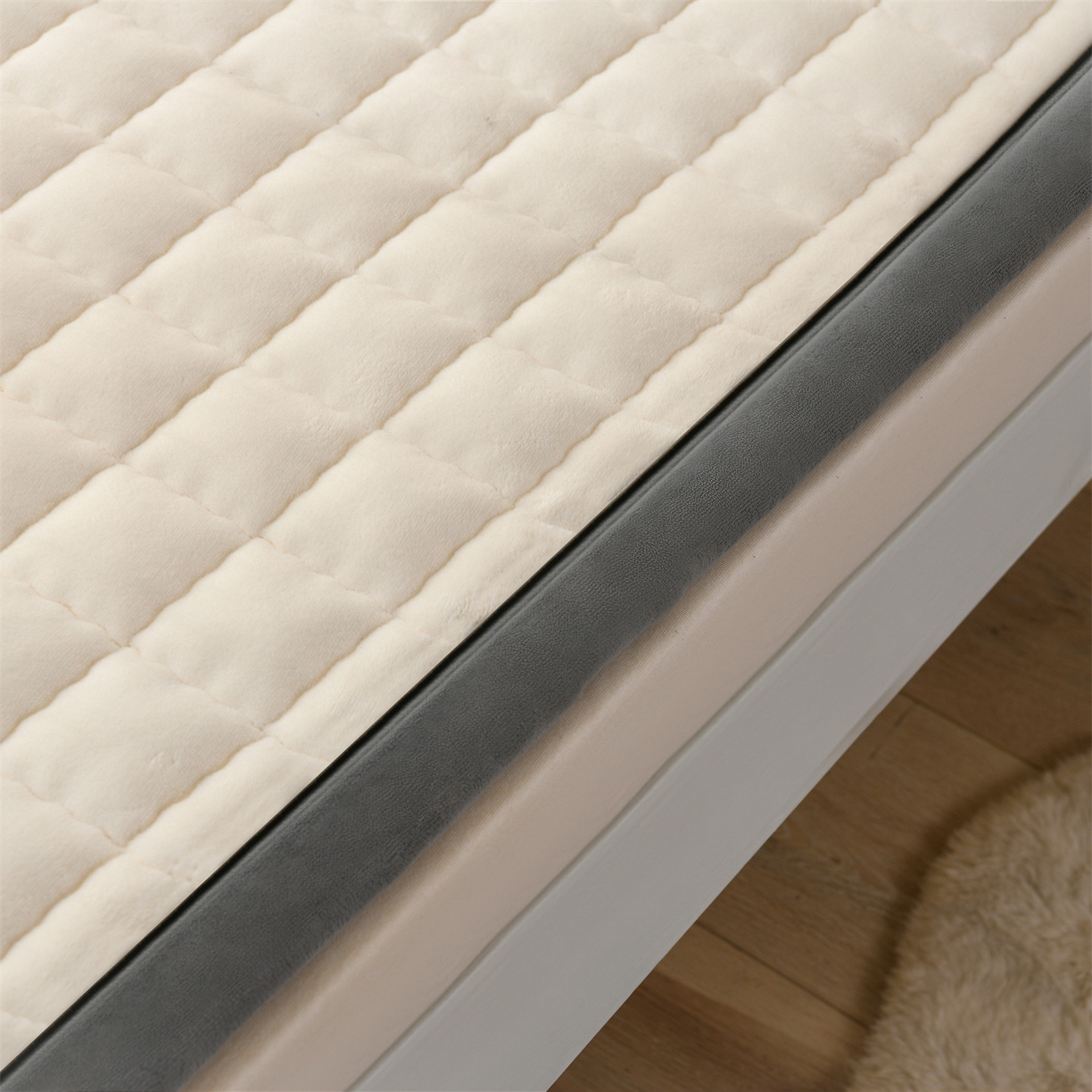 91家纺网 家纺一手货源 找家纺 云木里 2025新款240克臻棉绒和煦春风宿舍床垫上下铺床垫学生床- 和煦春风-杏仁米