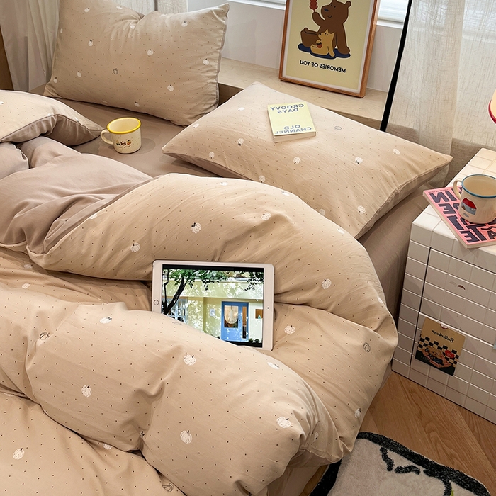 91家纺网 家纺一手货源 找家纺 金梦拉2025新款A类提花人字纹小布袋款四件套小南瓜