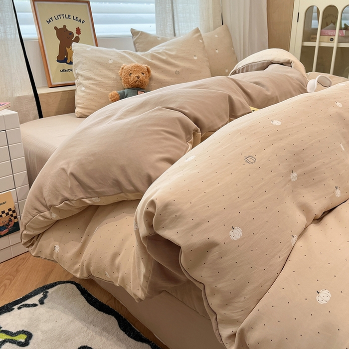 91家纺网 家纺一手货源 找家纺 金梦拉2025新款A类提花人字纹小布袋款四件套小南瓜