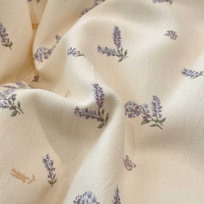 91家纺网 家纺一手货源 找家纺 金梦拉2025新款A类提花人字纹小布袋款四件套薰衣草