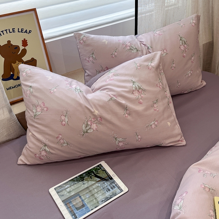 91家纺网 家纺一手货源 找家纺  金梦拉2025新款A类提花人字纹小布袋款四件套郁金香