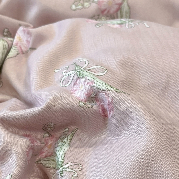 91家纺网 家纺一手货源 找家纺  金梦拉2025新款A类提花人字纹小布袋款四件套郁金香