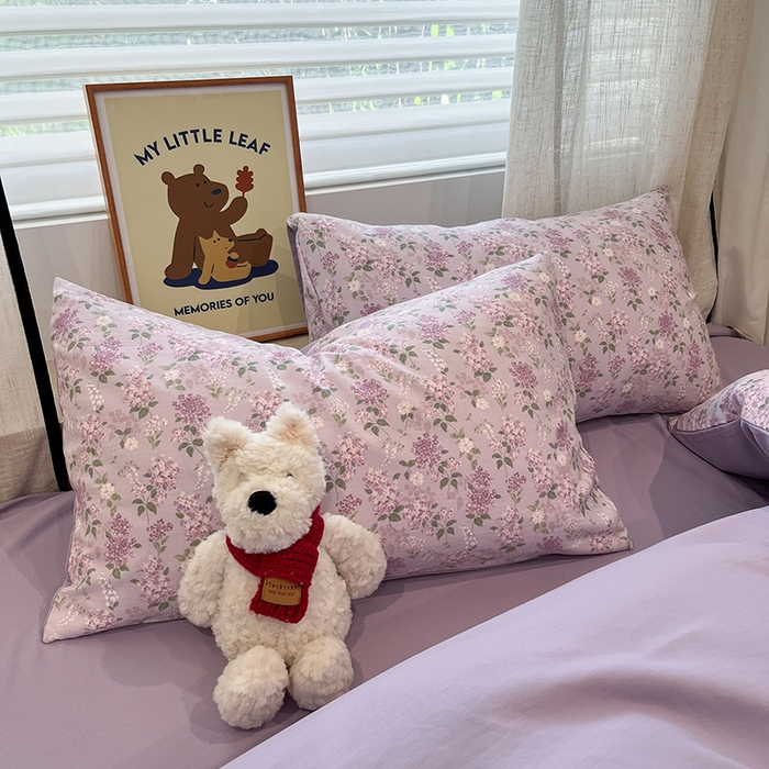 91家纺网 家纺一手货源 找家纺  金梦拉2025新款A类提花人字纹小布袋款四件套紫藤香