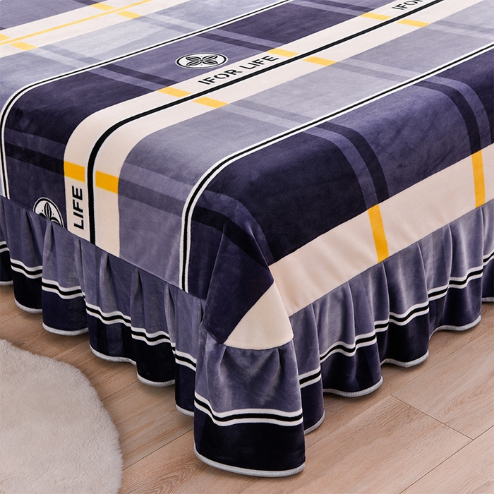 91家纺网 家纺一手货源 找家纺 绒宴 2025新款8.5斤牛奶绒金貂法莱绒床裙款保暖四件套 时光旅行