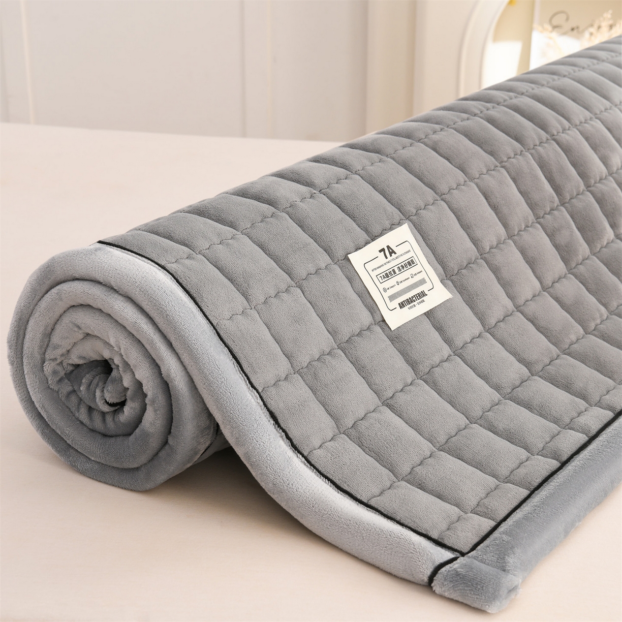 91家纺网 家纺一手货源 找家纺 云木里 2025新款240克臻棉绒和煦春风宿舍床垫上下铺床垫成人床-和煦春风 和煦春风-象灰