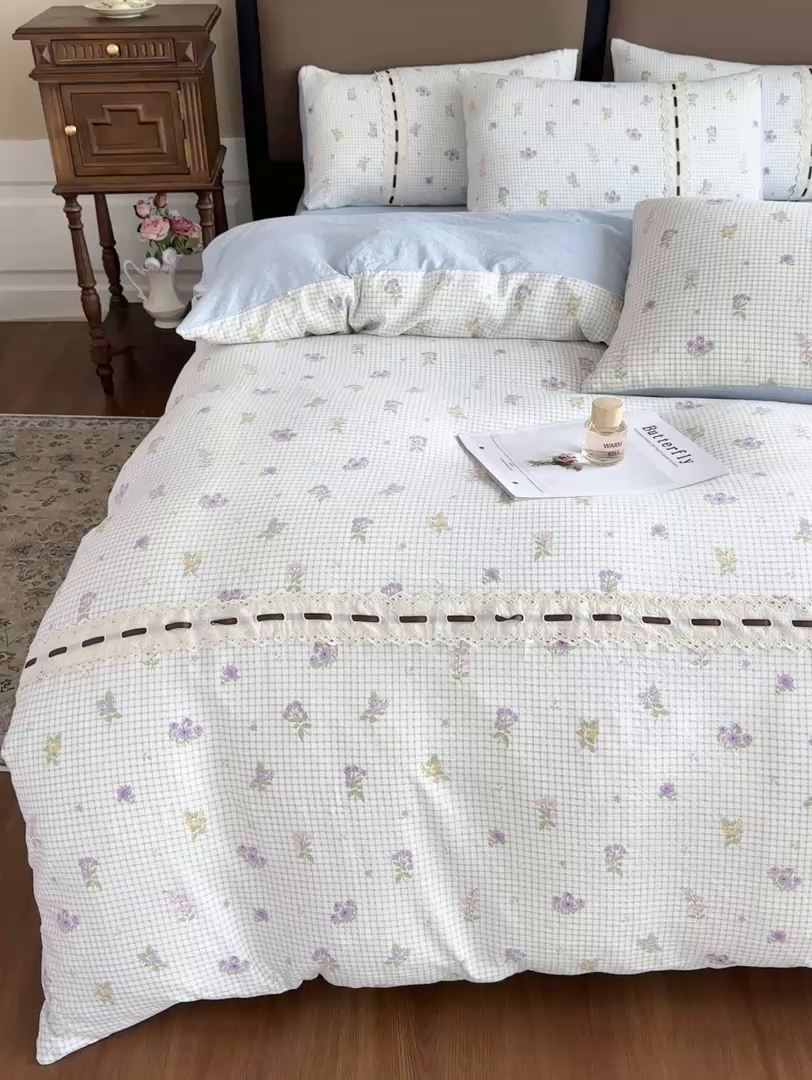 91家纺网 家纺一手货源 找家纺 可思家纺2025新款云感木棉皱皱纱四件套 少女日记