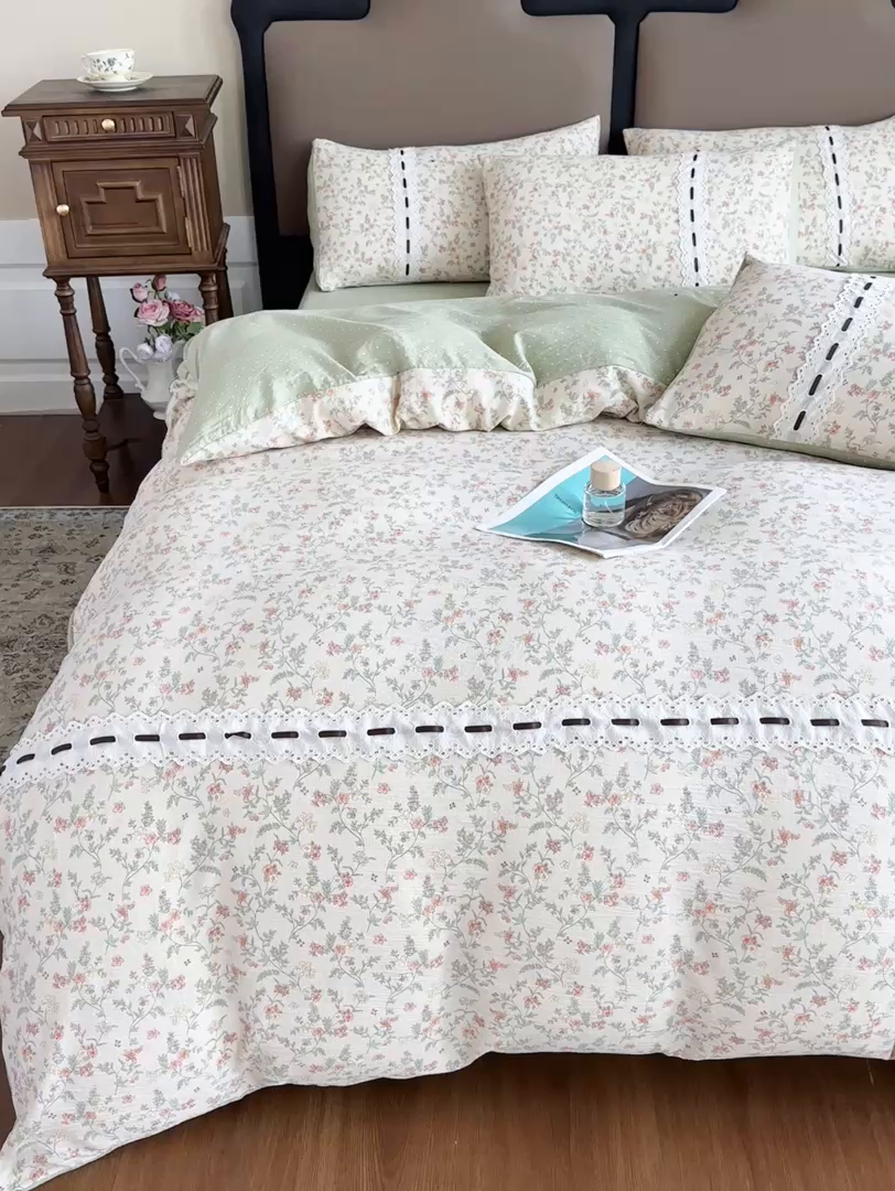 91家纺网 家纺一手货源 找家纺 可思家纺2025新款云感木棉皱皱纱四件套 梦华录