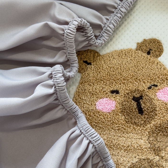 91家纺网 家纺一手货源 找家纺 莱家富 2025新款A类彩绒棉毛巾绣夹棉床笠三件套单床笠 萌友派对-云絮米