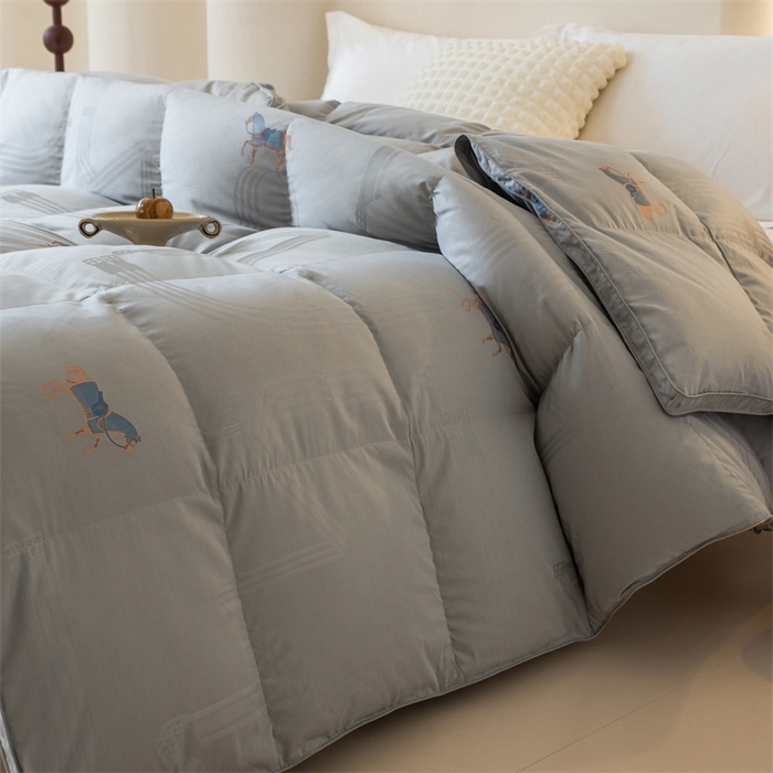 91家纺网 家纺一手货源 找家纺 华盛羽绒被壳 2025新款全棉双层刺绣羽绒被壳高端羽绒被高支高密羽绒被壳 灰色