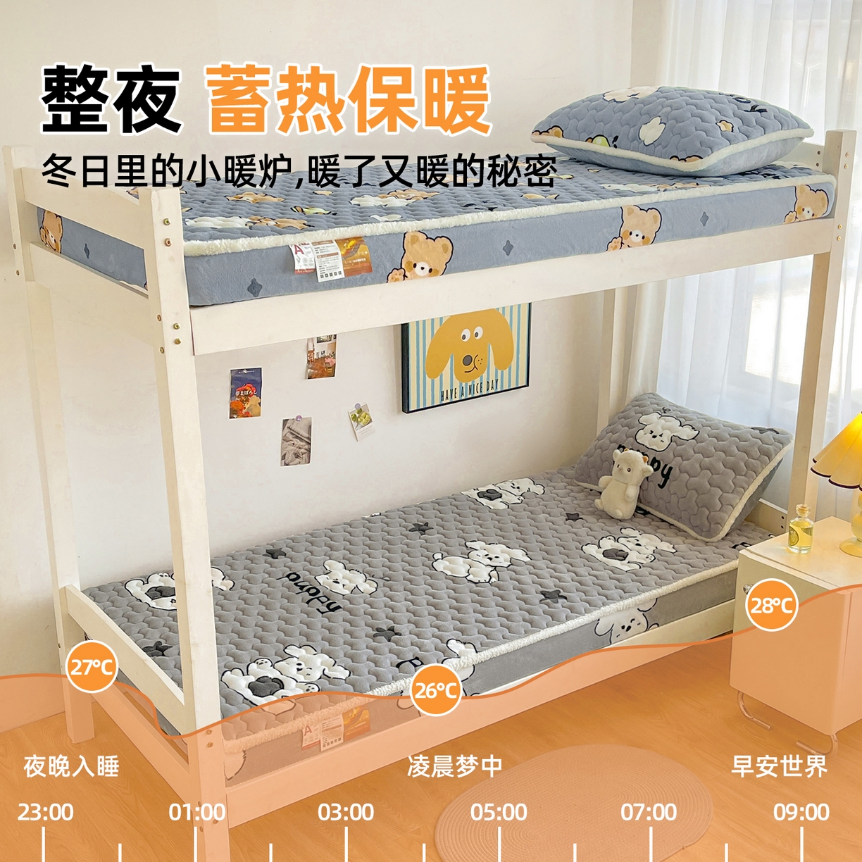 91家纺网 家纺一手货源 找家纺 雯豆家纺 2025新款学生上下铺加厚牛奶绒夹棉床笠宿舍大学生床垫保护套 牛奶绒夹棉床笠-皮皮狗