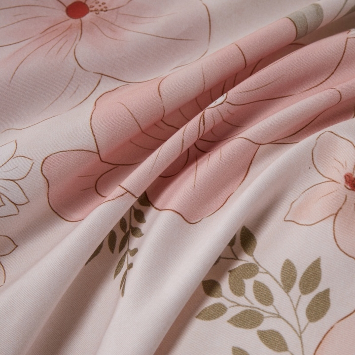 91家纺网 家纺一手货源 找家纺 薏思家纺 2025新款全棉纯棉活性生态磨毛数码印花四件套-花卉类 春意粉