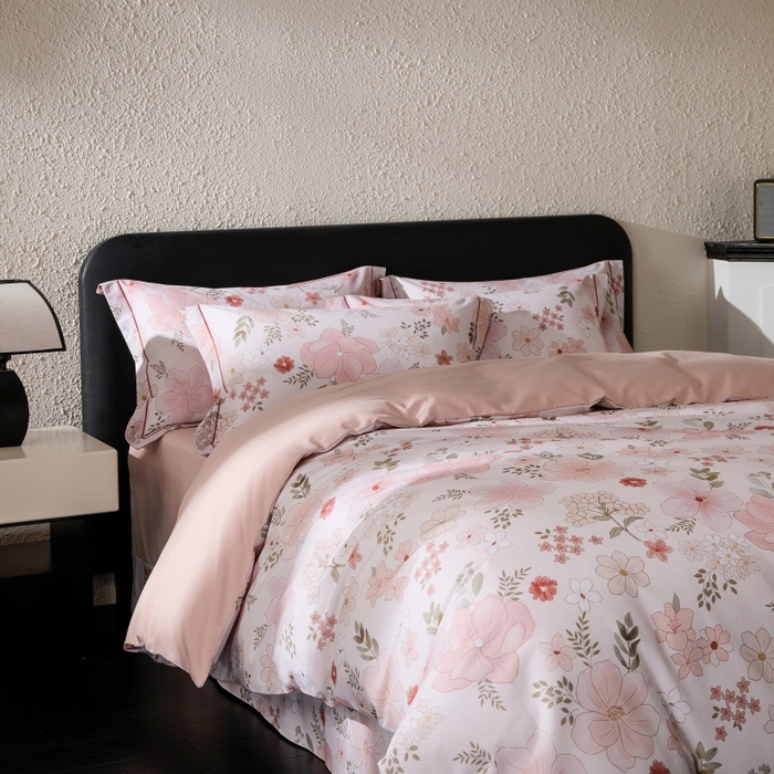 91家纺网 家纺一手货源 找家纺 薏思家纺 2025新款全棉纯棉活性生态磨毛数码印花四件套-花卉类 春意粉