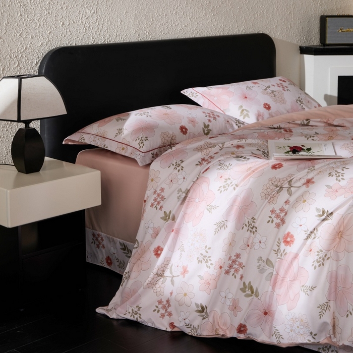 91家纺网 家纺一手货源 找家纺 薏思家纺 2025新款全棉纯棉活性生态磨毛数码印花四件套-花卉类 春意粉