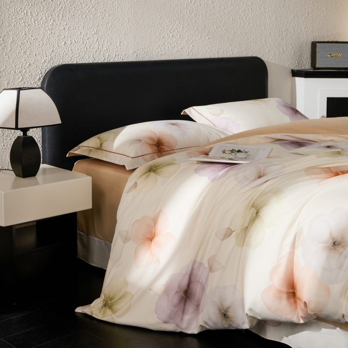 91家纺网 家纺一手货源 找家纺 薏思家纺 2025新款全棉纯棉活性生态磨毛数码印花四件套-花卉类 繁花桔