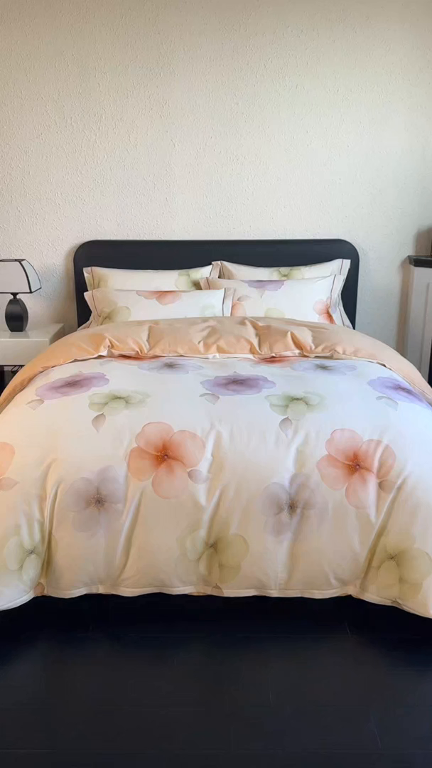 91家纺网 家纺一手货源 找家纺 薏思家纺 2025新款全棉纯棉活性生态磨毛数码印花四件套-花卉类 繁花桔