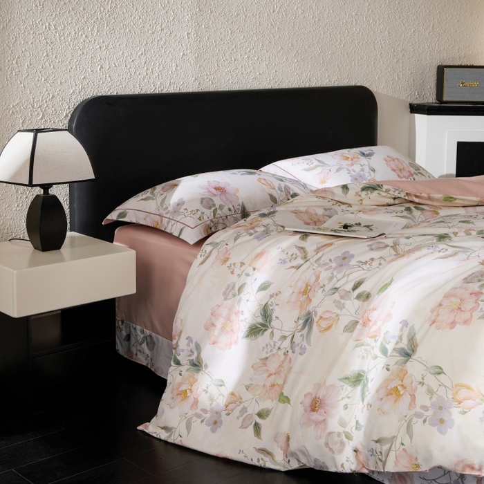 91家纺网 家纺一手货源 找家纺 薏思家纺 2025新款全棉纯棉活性生态磨毛数码印花四件套-花卉类 海棠花颂