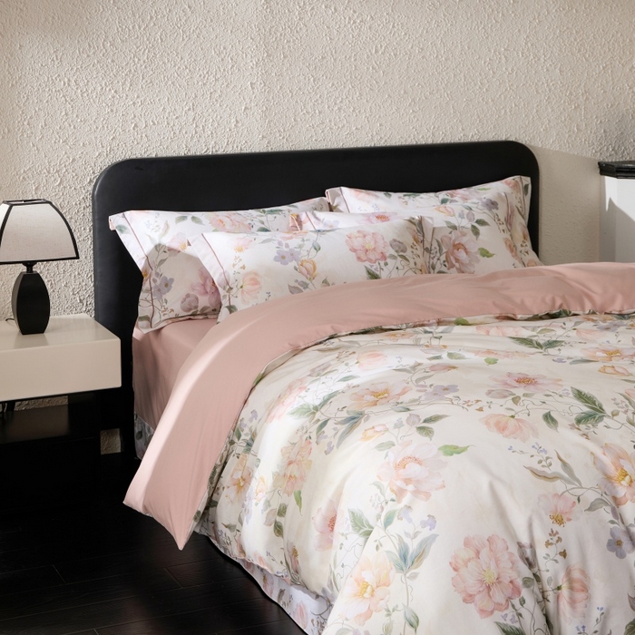 91家纺网 家纺一手货源 找家纺 薏思家纺 2025新款全棉纯棉活性生态磨毛数码印花四件套-花卉类 海棠花颂