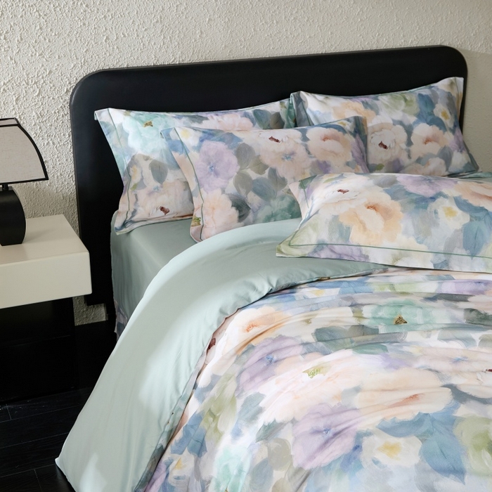 91家纺网 家纺一手货源 找家纺 薏思家纺 2025新款全棉纯棉活性生态磨毛数码印花四件套-花卉类 赫拉小姐-蓝