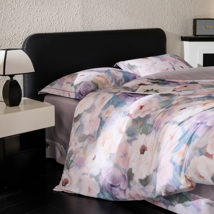 91家纺网 家纺一手货源 找家纺 薏思家纺 2025新款全棉纯棉活性生态磨毛数码印花四件套-花卉类 赫拉小姐-紫