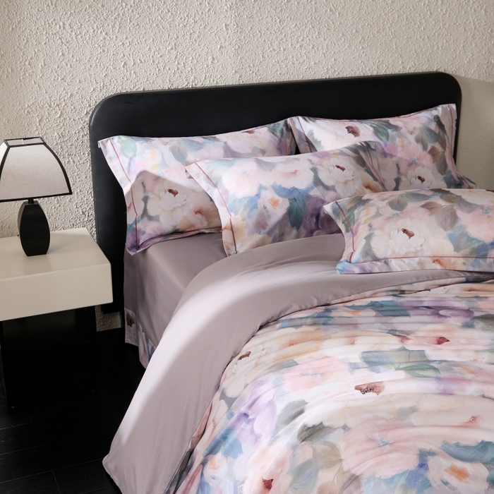 91家纺网 家纺一手货源 找家纺 薏思家纺 2025新款全棉纯棉活性生态磨毛数码印花四件套-花卉类 赫拉小姐-紫