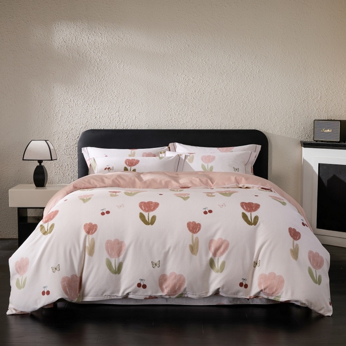 91家纺网 家纺一手货源 找家纺 薏思家纺 2025新款全棉纯棉活性生态磨毛数码印花四件套-花卉类 蝴蝶千颂