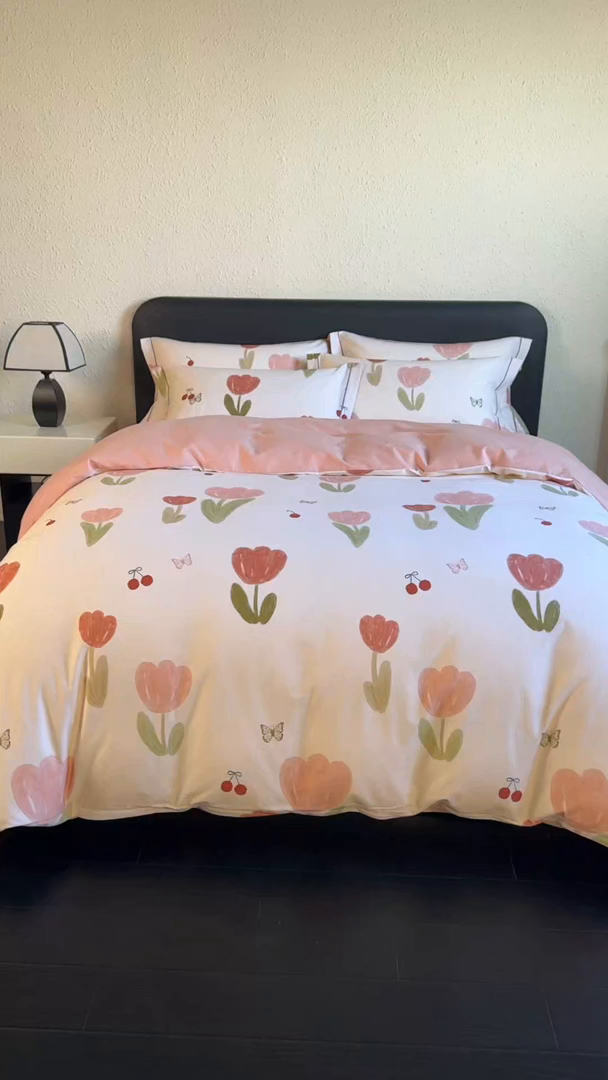 91家纺网 家纺一手货源 找家纺 薏思家纺 2025新款全棉纯棉活性生态磨毛数码印花四件套-花卉类 蝴蝶千颂