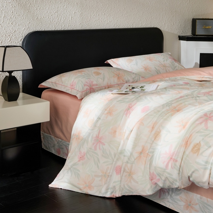 91家纺网 家纺一手货源 找家纺 薏思家纺 2025新款全棉纯棉活性生态磨毛数码印花四件套-花卉类 花期