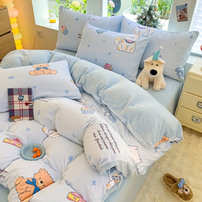 91家纺网 家纺一手货源 找家纺 （总）酱子 2025新款200克高克重印花牛奶绒四件套