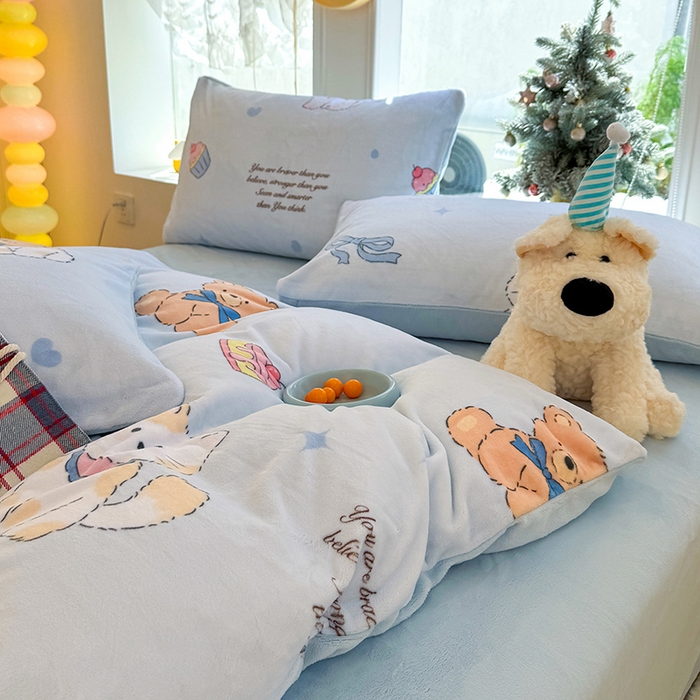 91家纺网 家纺一手货源 找家纺 （总）酱子 2025新款200克高克重印花牛奶绒四件套