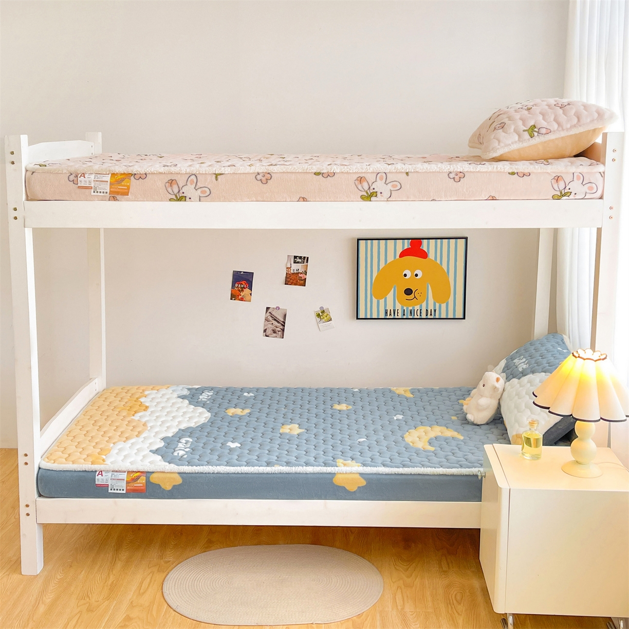 91家纺网 家纺一手货源 找家纺 雯豆家纺 2025新款学生上下铺加厚牛奶绒夹棉床笠宿舍大学生床垫保护套 牛奶绒夹棉床笠-筑梦星空