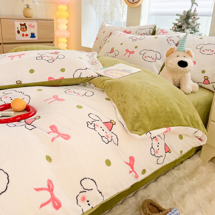 91家纺网 家纺一手货源 找家纺 （总）酱子 2025新款200克高克重印花牛奶绒四件套