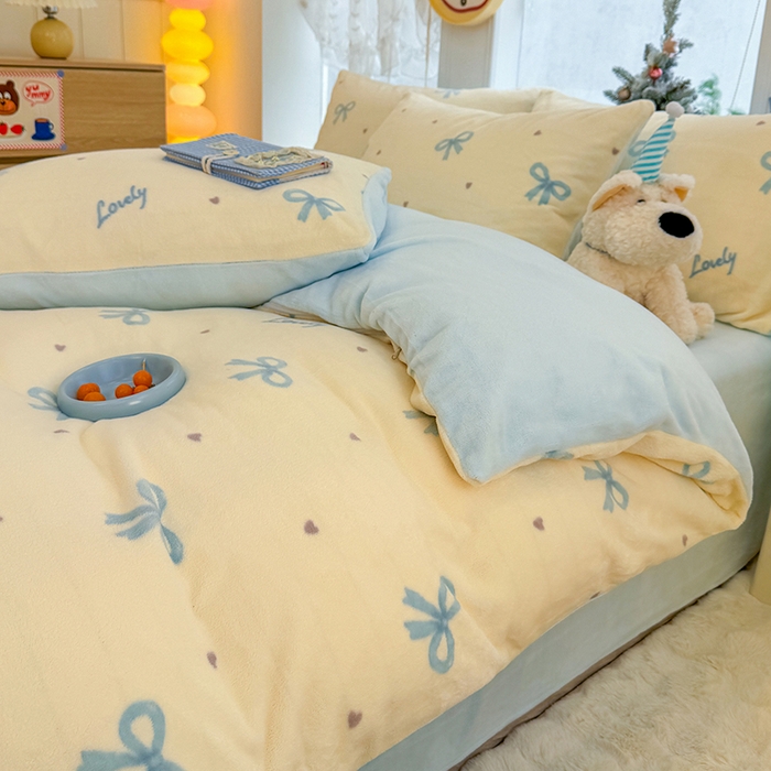 91家纺网 家纺一手货源 找家纺 （总）酱子 2025新款200克高克重印花牛奶绒四件套