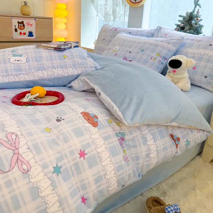 91家纺网 家纺一手货源 找家纺 （总）酱子 2025新款200克高克重印花牛奶绒四件套