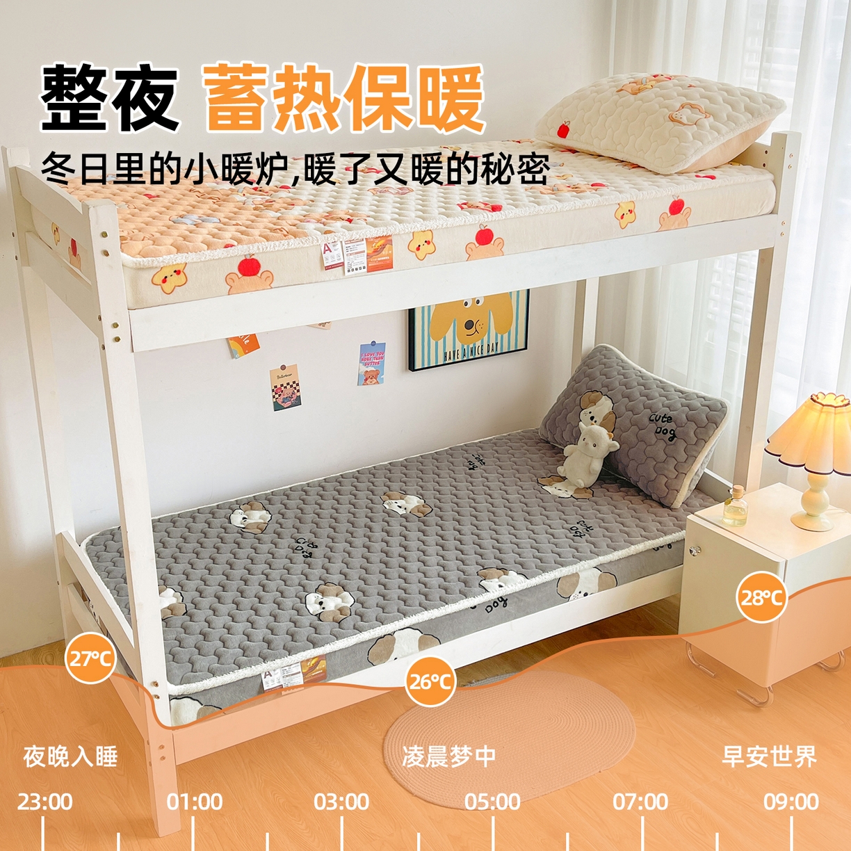 91家纺网 家纺一手货源 找家纺 雯豆家纺 2025新款学生上下铺加厚牛奶绒夹棉床笠宿舍大学生床垫保护套 牛奶绒床笠-阳光狗