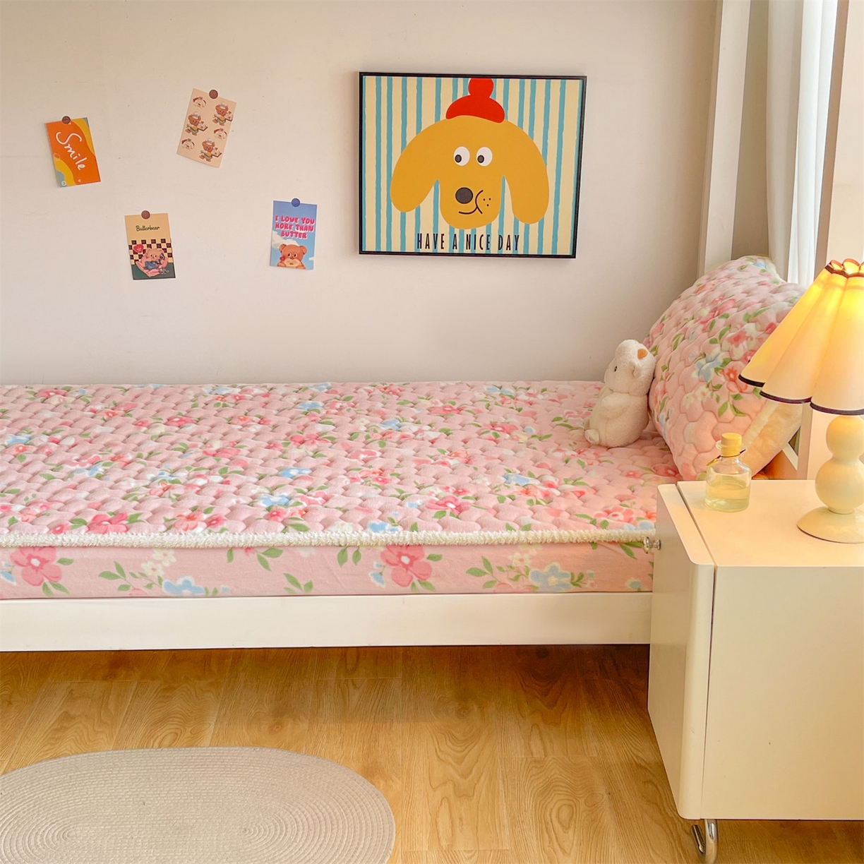 91家纺网 家纺一手货源 找家纺 雯豆家纺 2025新款学生上下铺加厚牛奶绒夹棉床笠宿舍大学生床垫保护套 牛奶绒床笠-莱茵