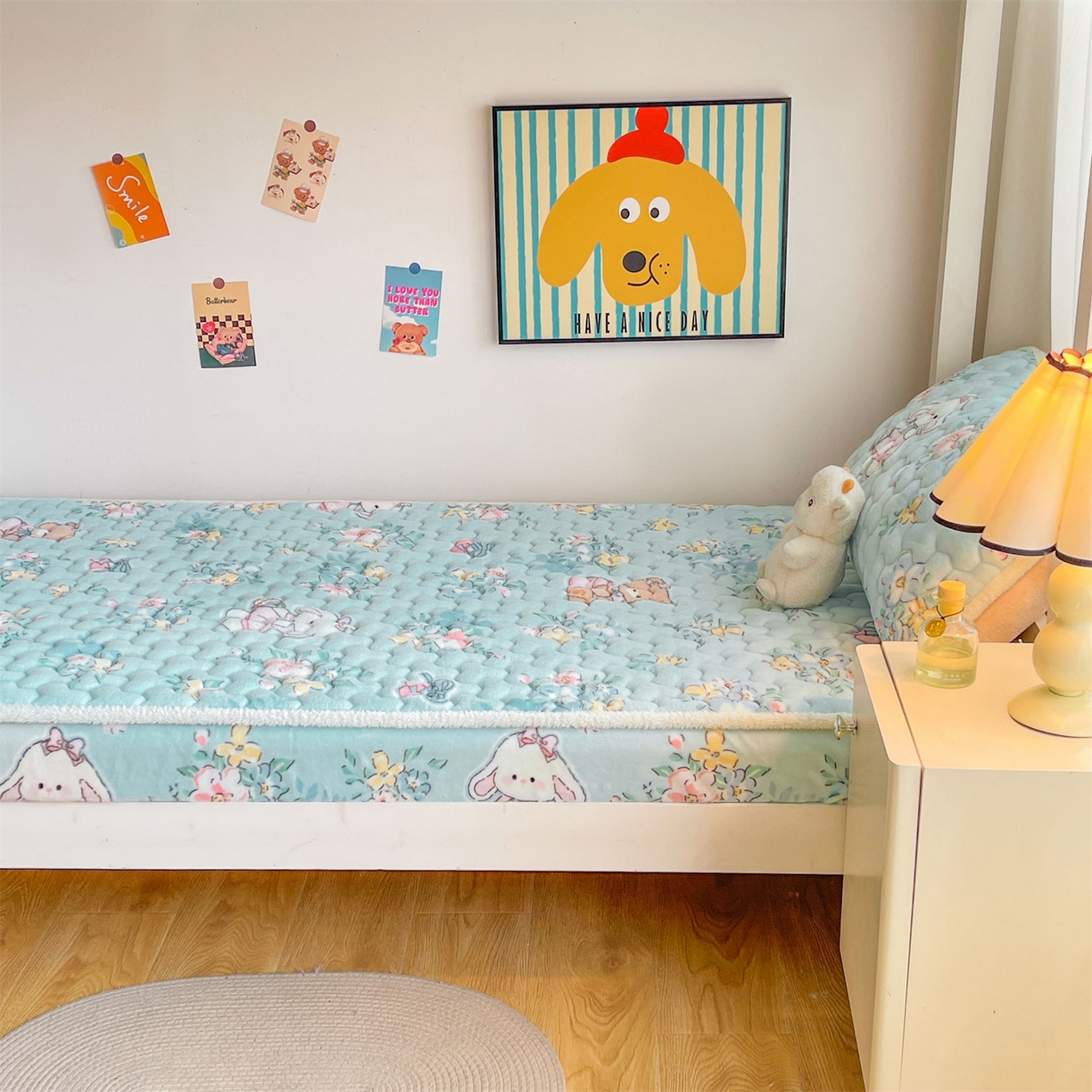 91家纺网 家纺一手货源 找家纺 雯豆家纺 2025新款学生上下铺加厚牛奶绒夹棉床笠宿舍大学生床垫保护套 牛奶绒床笠-多彩生活