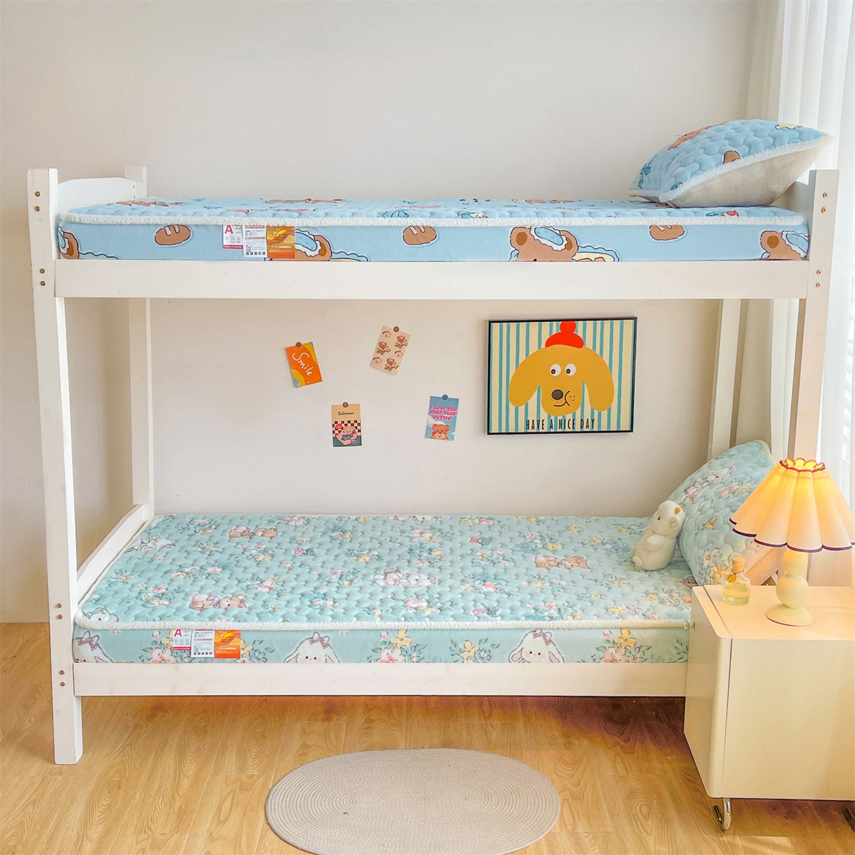 91家纺网 家纺一手货源 找家纺 雯豆家纺 2025新款学生上下铺加厚牛奶绒夹棉床笠宿舍大学生床垫保护套 牛奶绒床笠-多彩生活