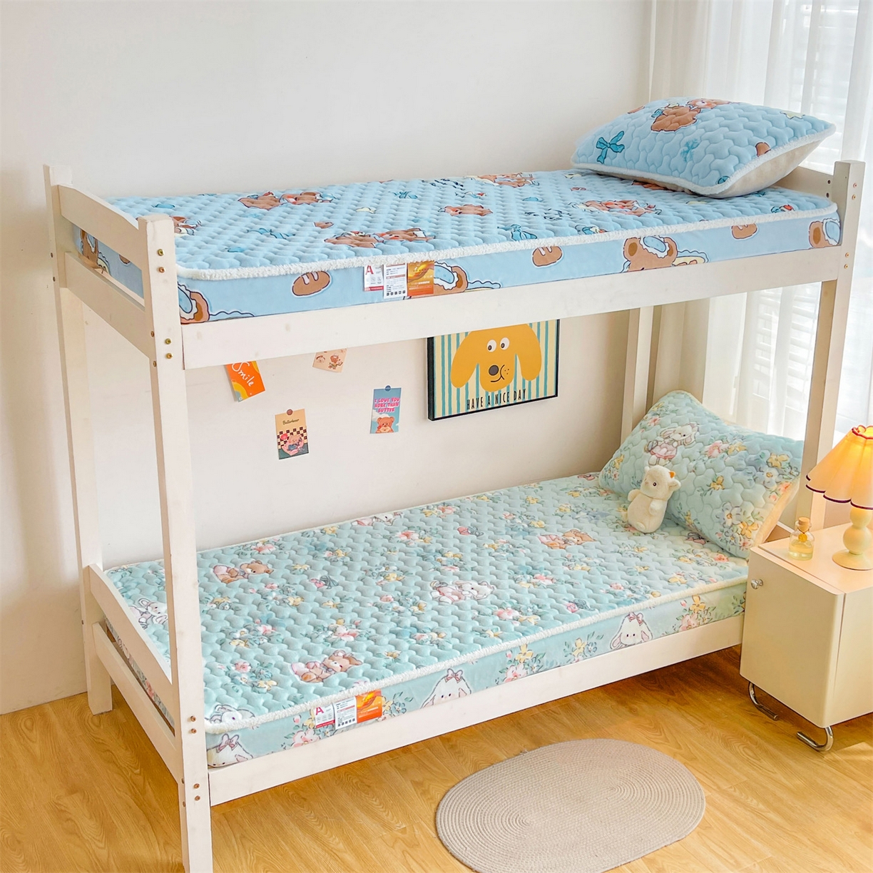 91家纺网 家纺一手货源 找家纺 雯豆家纺 2025新款学生上下铺加厚牛奶绒夹棉床笠宿舍大学生床垫保护套 牛奶绒床笠-多彩生活