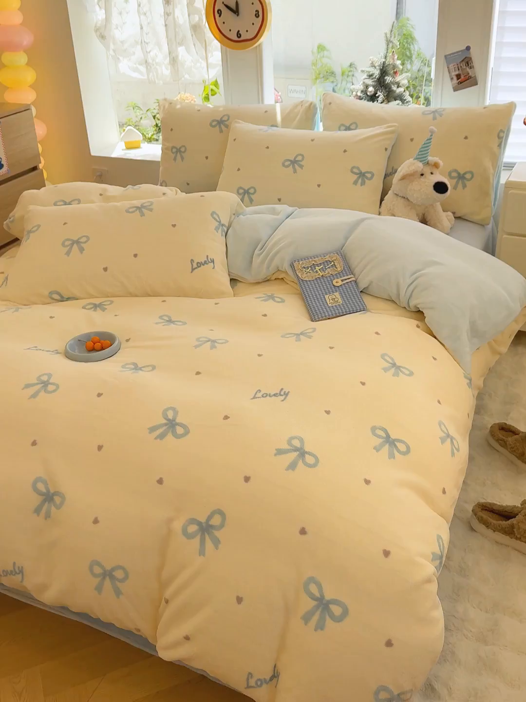 91家纺网 家纺一手货源 找家纺 酱子 2025新款200克高克重印花牛奶绒四件套 蓝调逸境