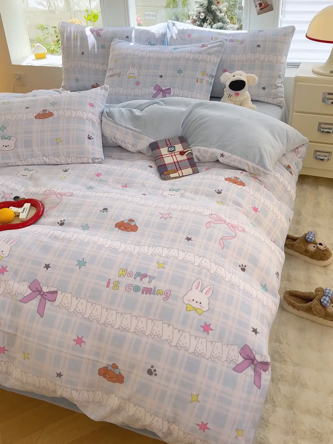 91家纺网 家纺一手货源 找家纺 酱子 2025新款200克高克重印花牛奶绒四件套 蕾丝萌境