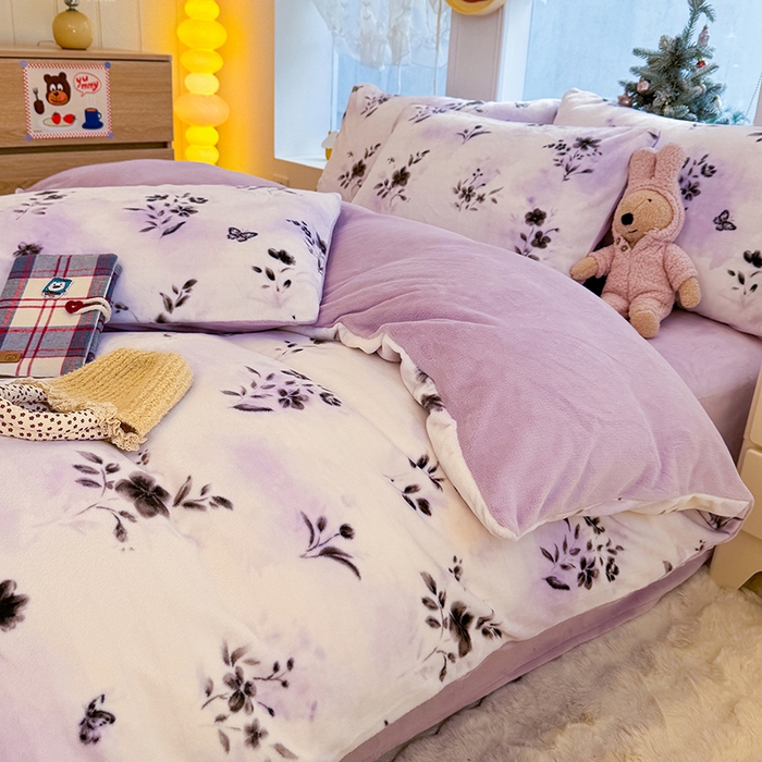 酱子 2025新款200克高克重印花牛奶绒四件套 魅色佳人