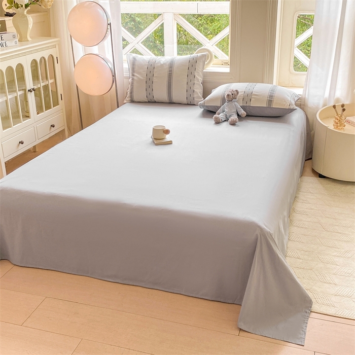 91家纺网 家纺一手货源 找家纺 灰鲸 2025新款A类全棉纯棉色织提花四件套 素瑾-灰